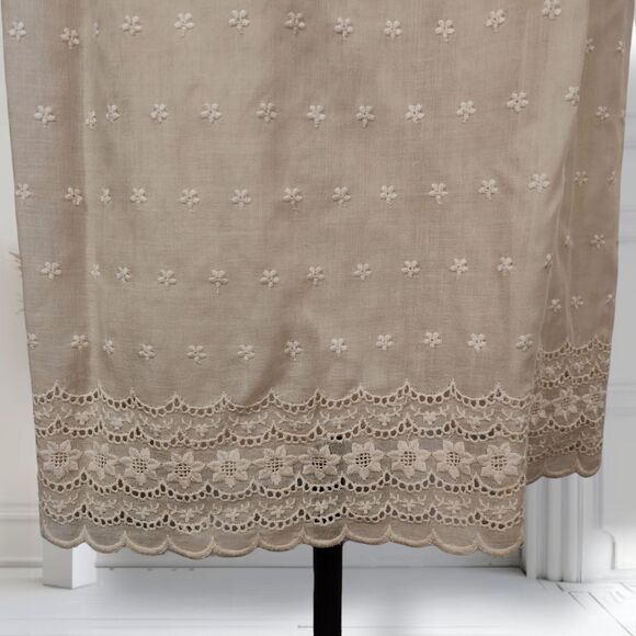 Vintage 70s Ruffle Neck Maxi Dress Size 4 Cream Eyelet Voile Bell Sleeve - Picture 4 of 16